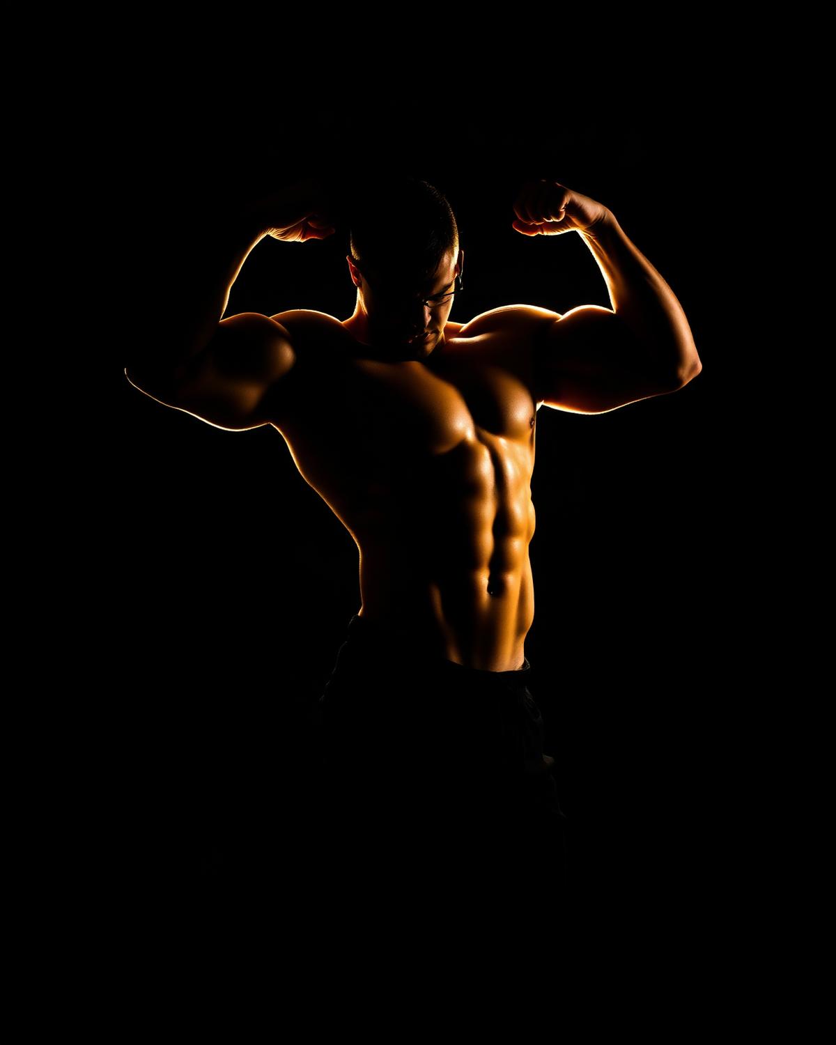 Athletic person in golden light